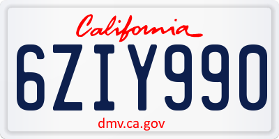 CA license plate 6ZIY990