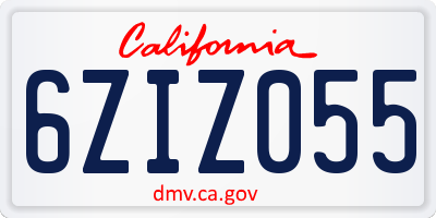 CA license plate 6ZIZ055
