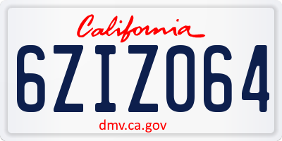 CA license plate 6ZIZ064