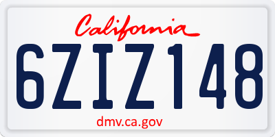 CA license plate 6ZIZ148