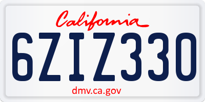 CA license plate 6ZIZ330