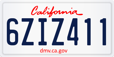 CA license plate 6ZIZ411