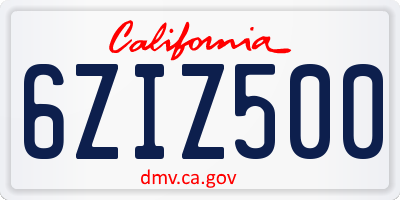 CA license plate 6ZIZ500