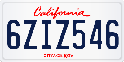 CA license plate 6ZIZ546