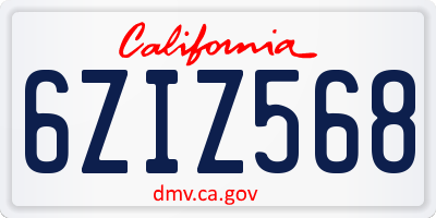 CA license plate 6ZIZ568