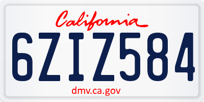 CA license plate 6ZIZ584