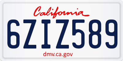 CA license plate 6ZIZ589