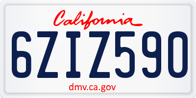 CA license plate 6ZIZ590