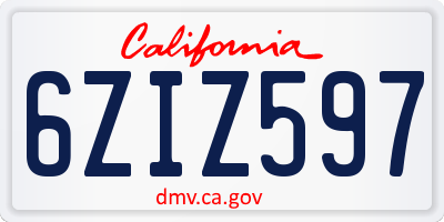 CA license plate 6ZIZ597