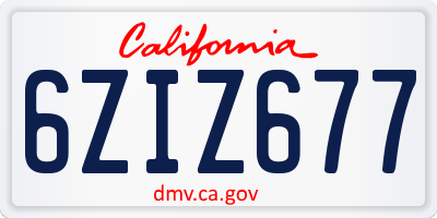 CA license plate 6ZIZ677