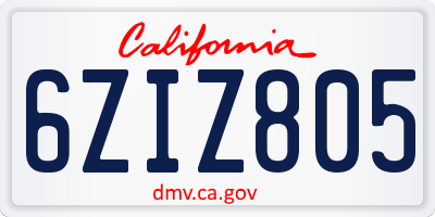CA license plate 6ZIZ805