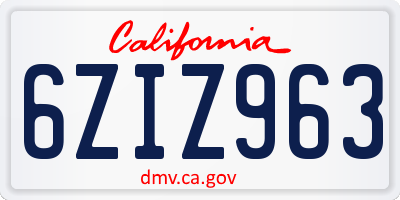 CA license plate 6ZIZ963