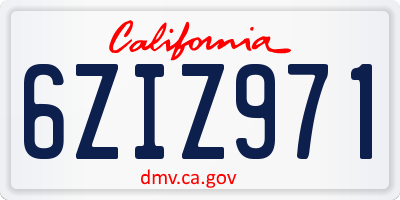CA license plate 6ZIZ971