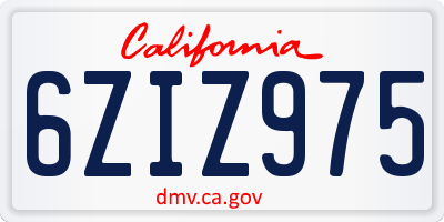 CA license plate 6ZIZ975