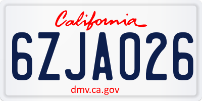 CA license plate 6ZJA026