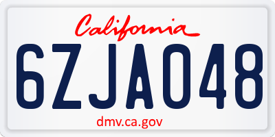 CA license plate 6ZJA048