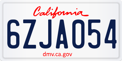 CA license plate 6ZJA054