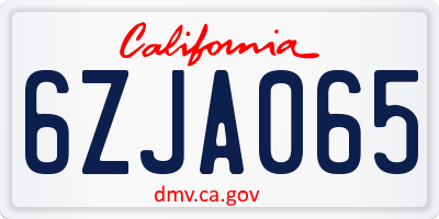 CA license plate 6ZJA065