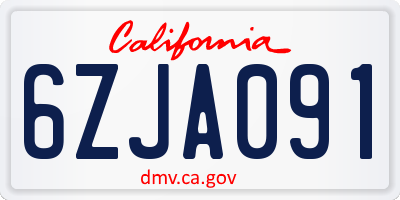 CA license plate 6ZJA091