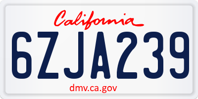 CA license plate 6ZJA239