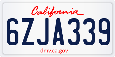 CA license plate 6ZJA339