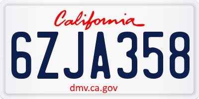 CA license plate 6ZJA358