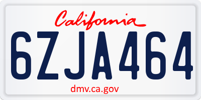 CA license plate 6ZJA464