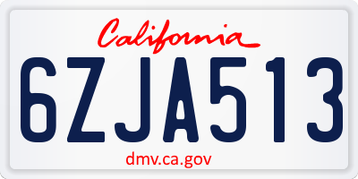 CA license plate 6ZJA513