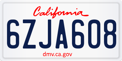 CA license plate 6ZJA608
