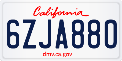 CA license plate 6ZJA880