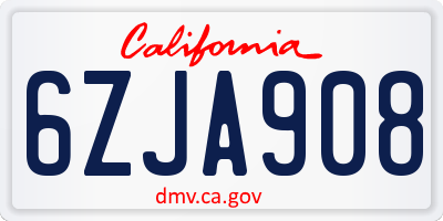 CA license plate 6ZJA908