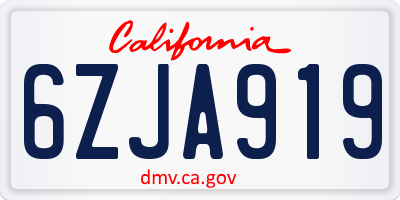 CA license plate 6ZJA919