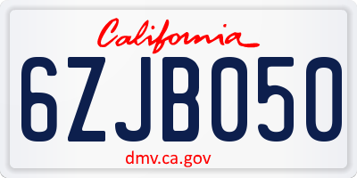 CA license plate 6ZJB050