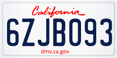 CA license plate 6ZJB093