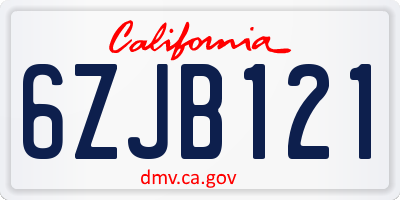 CA license plate 6ZJB121