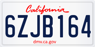 CA license plate 6ZJB164