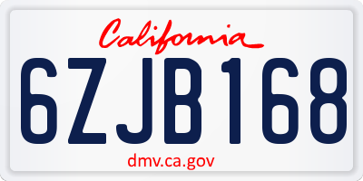 CA license plate 6ZJB168
