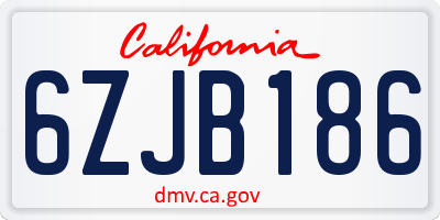CA license plate 6ZJB186