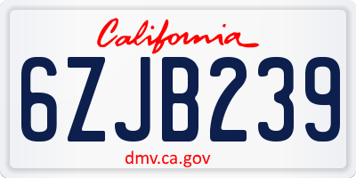 CA license plate 6ZJB239