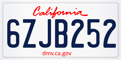 CA license plate 6ZJB252