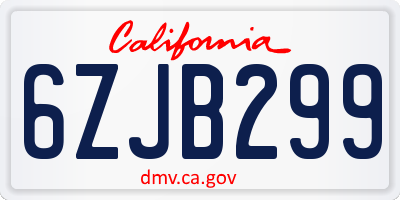 CA license plate 6ZJB299