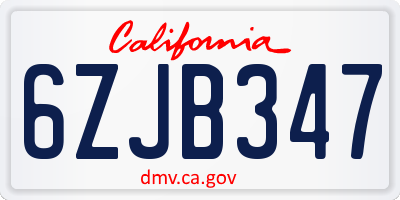 CA license plate 6ZJB347