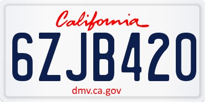 CA license plate 6ZJB420