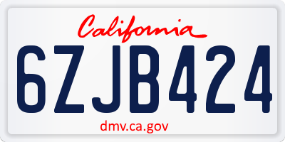 CA license plate 6ZJB424