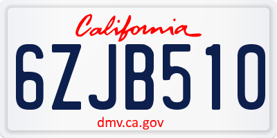 CA license plate 6ZJB510