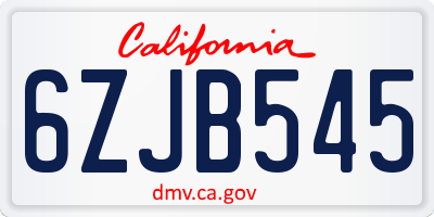CA license plate 6ZJB545