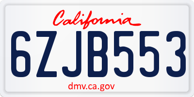 CA license plate 6ZJB553