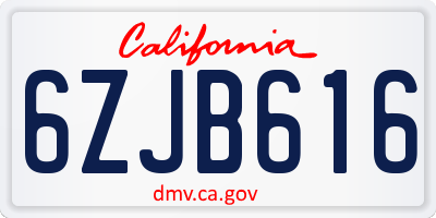 CA license plate 6ZJB616