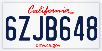 CA license plate 6ZJB648