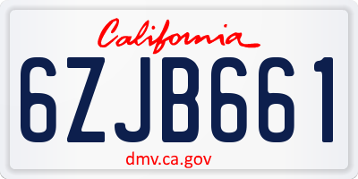 CA license plate 6ZJB661